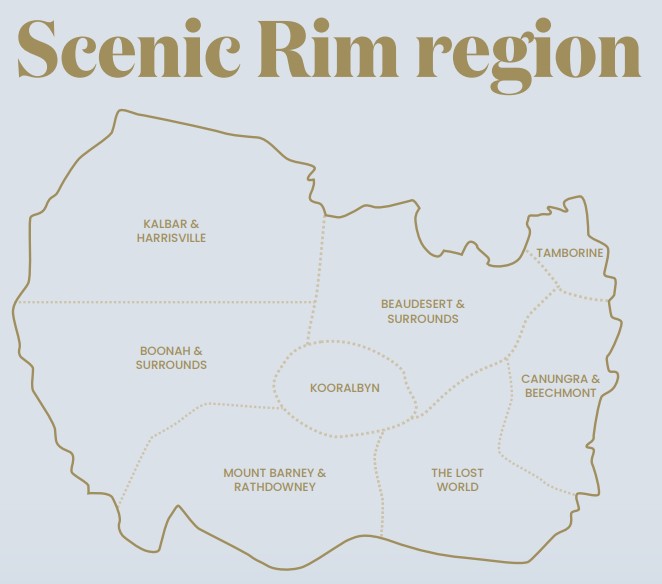 Scenic Rim handrawn map of the region